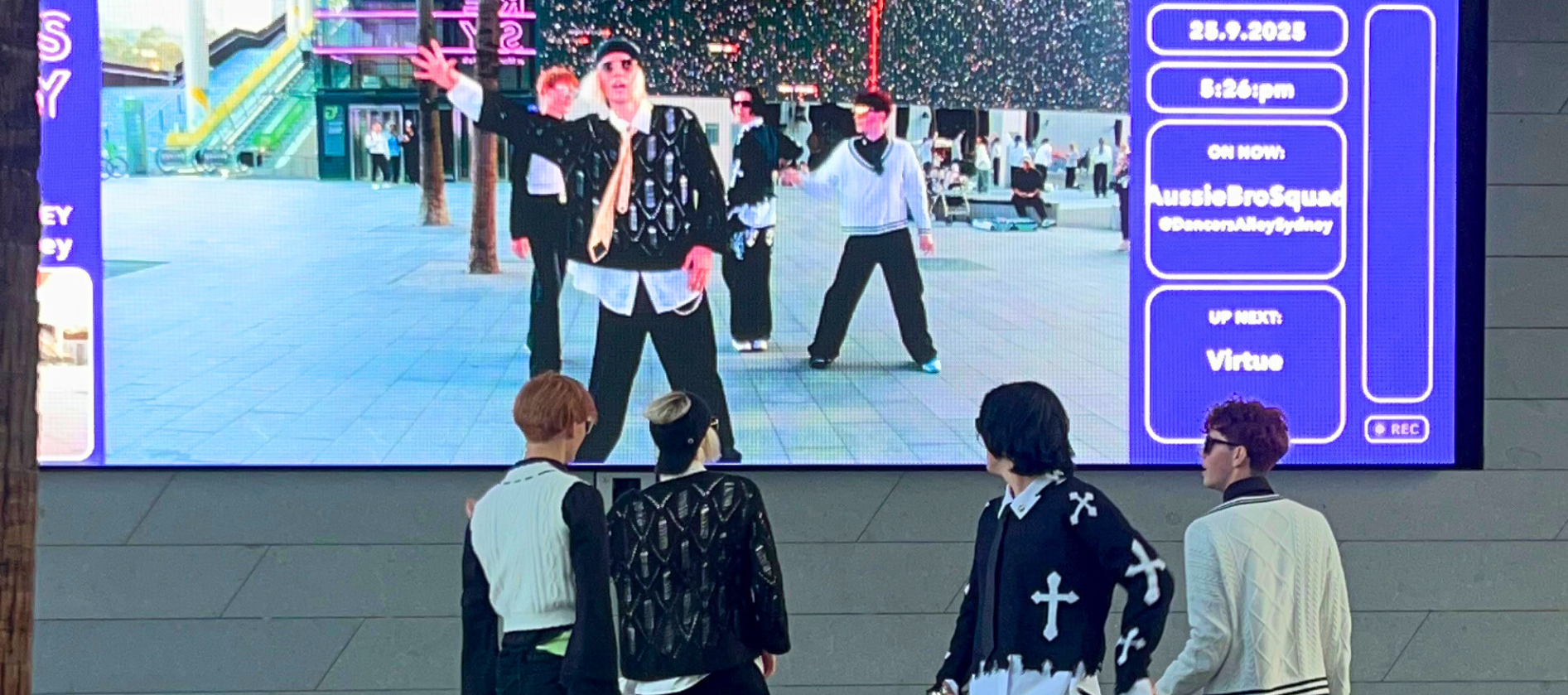 Aussie Bro Squad testing our the Dance Canvas at Dancers' Alley Sydney.